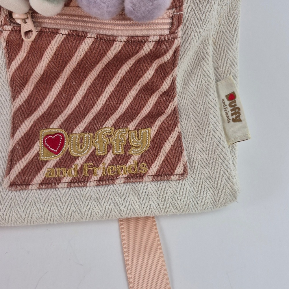 Disney Duffy and Friends Plush Character Herringbone Backpack Cream Peach - Picture 2 of 8